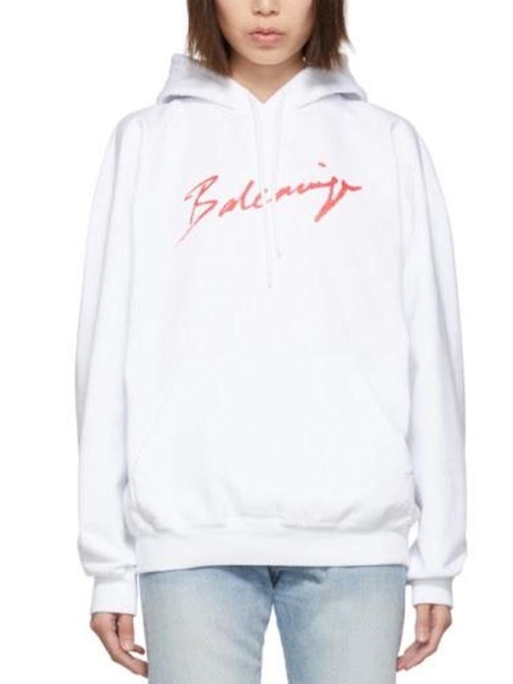 Balenciaga Cream Crewneck Sweatshirt with Red Script Logo medium 2019 collection